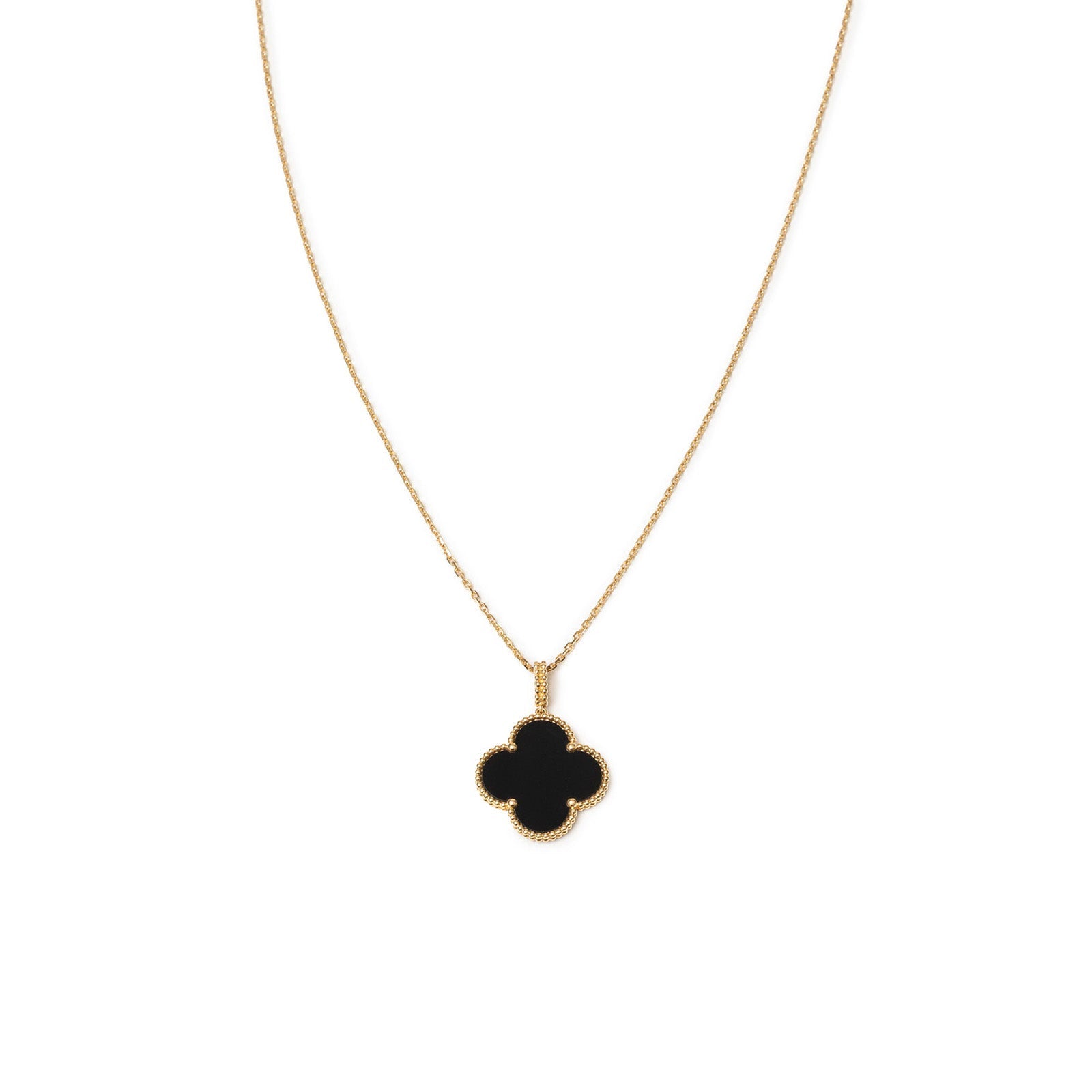 Van Cleef & Arpels Magic Alhambra 1 Motif Long Necklace Onyx 18K Yellow Gold