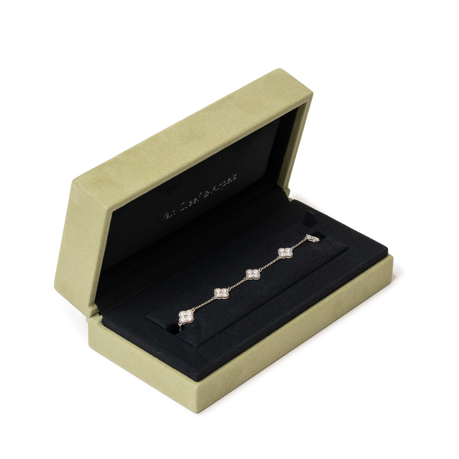 Van Cleef & Arpels Sweet Alhambra 6 Motifs Bracelet 18K White Gold with Diamond - Box