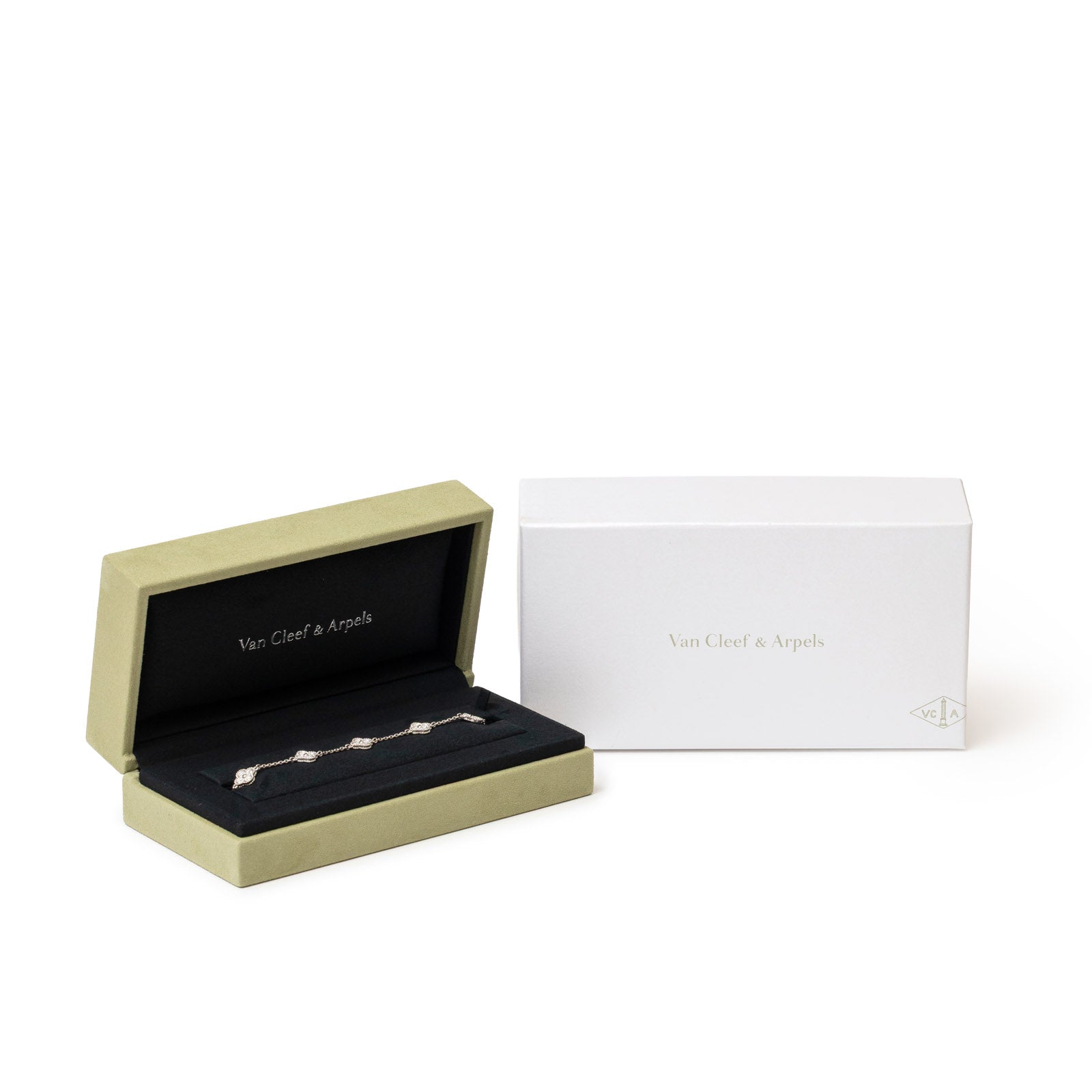 Van Cleef & Arpels Sweet Alhambra 6 Motifs Bracelet 18K White Gold with Diamond - Box