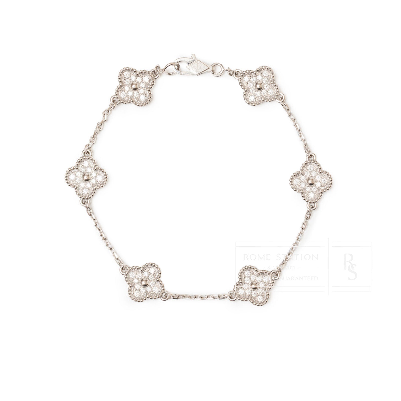 Van Cleef & Arpels Sweet Alhambra 6 Motifs Bracelet 18K White Gold with Diamond - Front