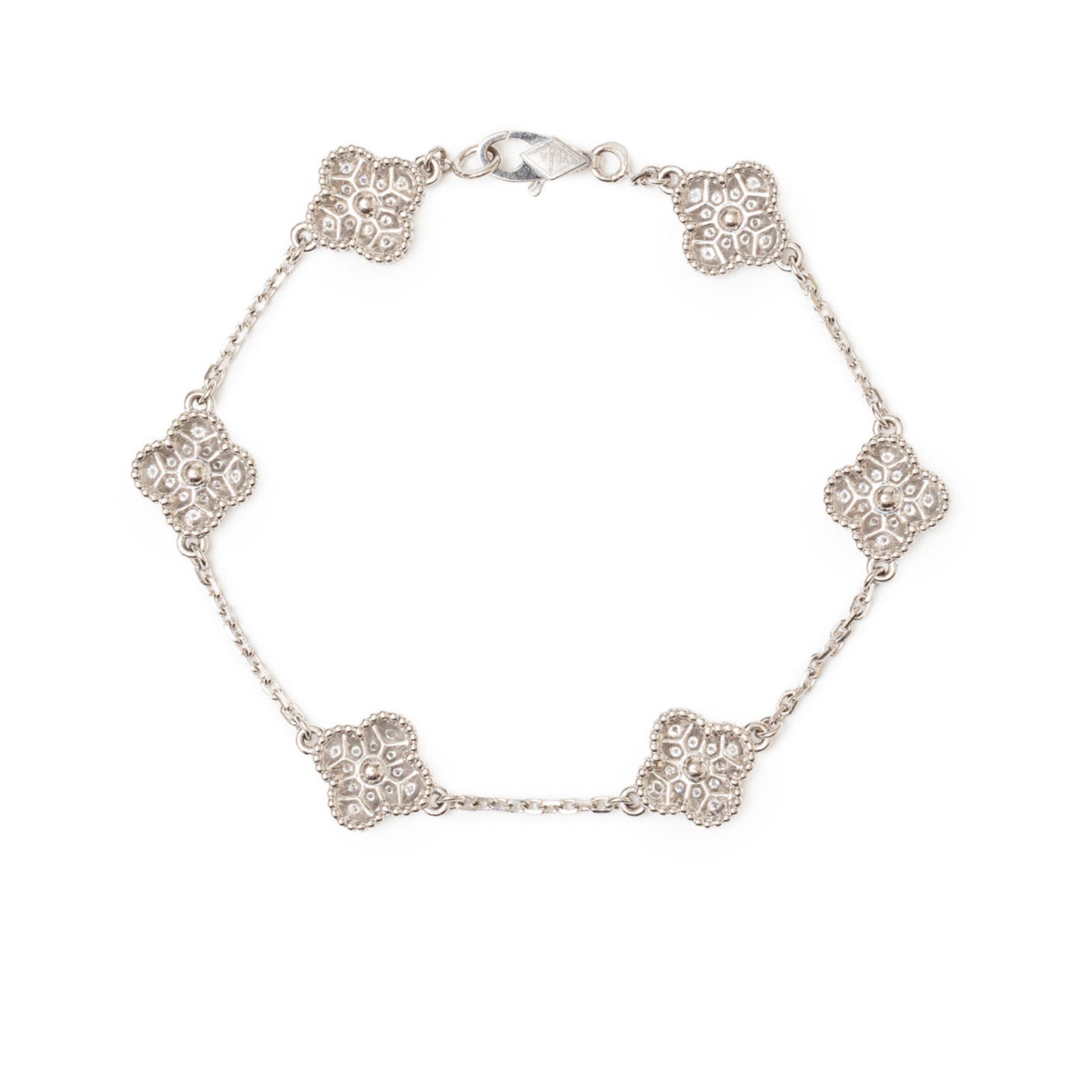 Van Cleef & Arpels Sweet Alhambra 6 Motifs Bracelet 18K White Gold with Diamond - Back