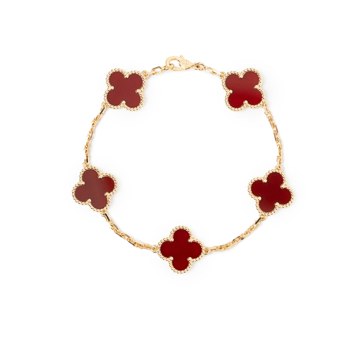 Van Cleef & Arpels Vintage Alhambra Bracelet Yellow Gold Carnelian ...