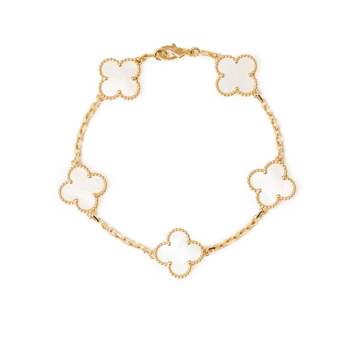 Van Cleef & Arpels Vintage Alhambra 5 Motifs Bracelet Mother-of-pearl 18K Yellow Gold