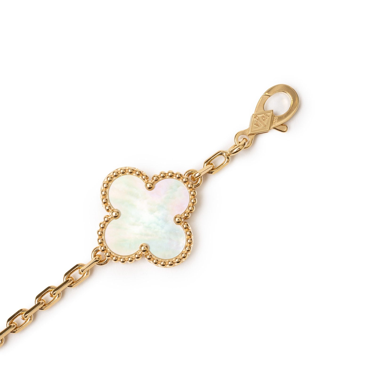 Van Cleef & Arpels Vintage Alhambra 5 Motifs Bracelet Mother-of-pearl 18K Yellow Gold
