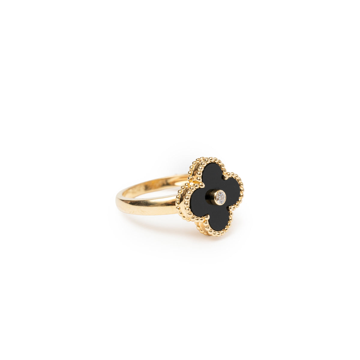 Van Cleef & Arpels Vintage Alhambra Onyx Diamond Ring | Rome Station ...